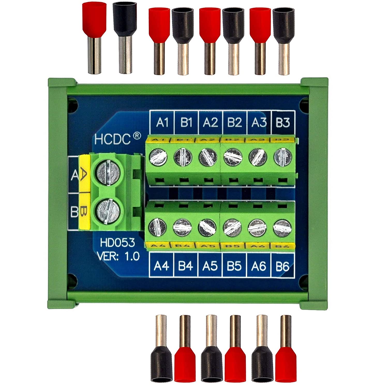 Module Terminal Series DIN Rail Mount 30Amp 48V 2x6 Position Screw Terminal Block Distribution ...